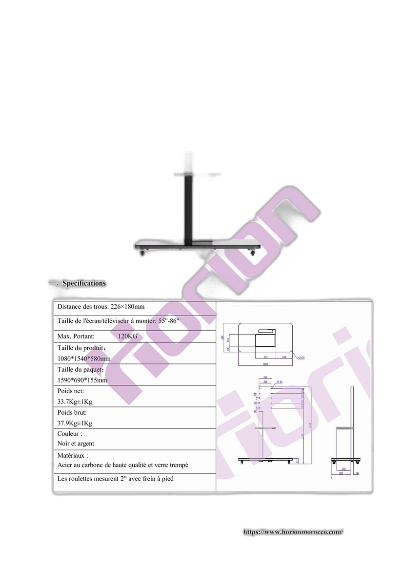 Horion HK76 — Support mobile 65"-86"